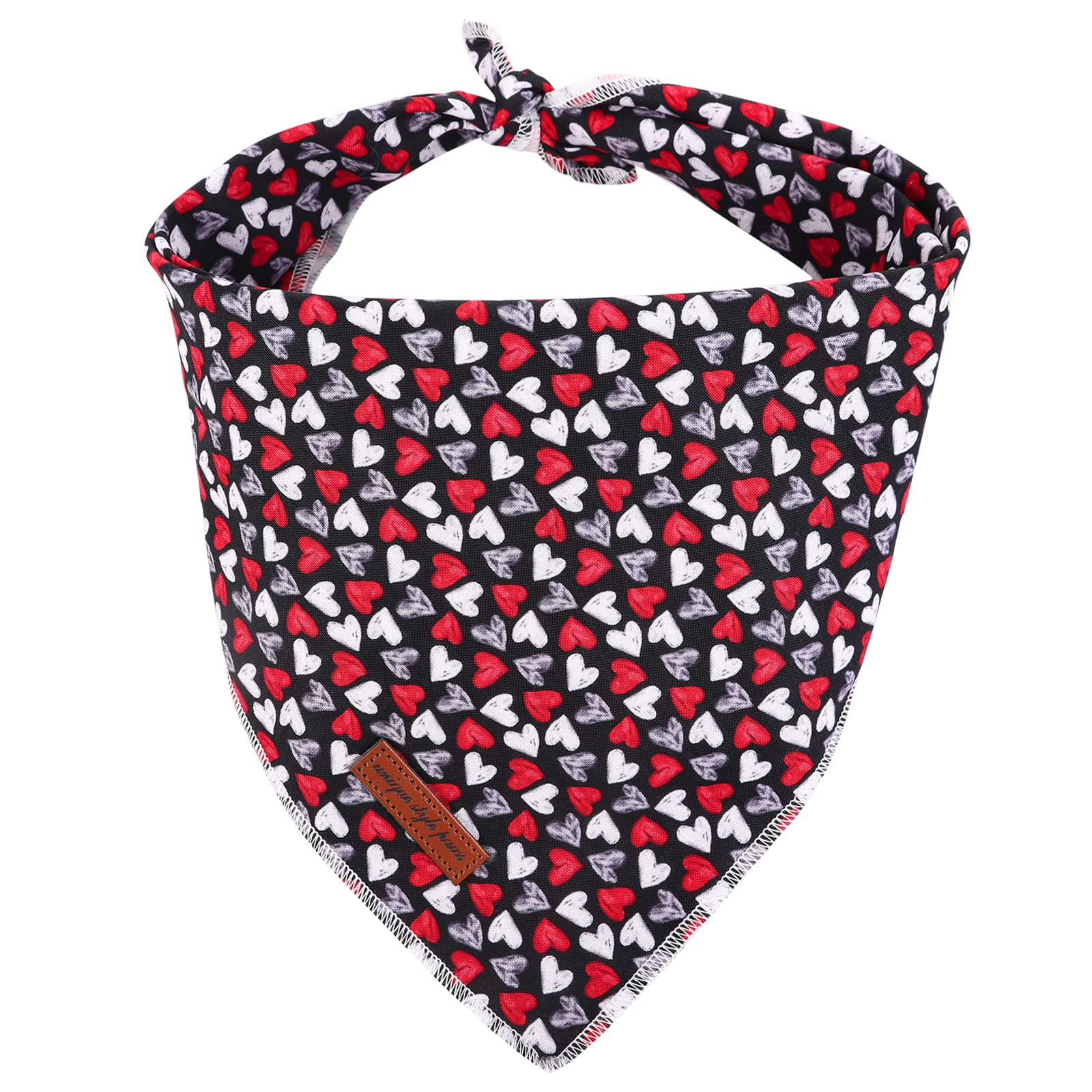 Valentine's Day Dog Bandanas Cotton Black & Red Gothic Love Style Triangle Dog Scarfs for Small Medium Large & Boys Girls Dogs