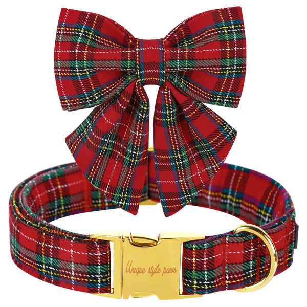 Scottish Plaid Puppy Collar with Sailor Bow