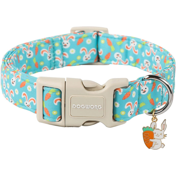 Easter Dog Collar, Cute Bunny Carrot Print Dog Collars Adjustable Easter Day Puppy Heart Dog Collar for Small Medium Large Dogs