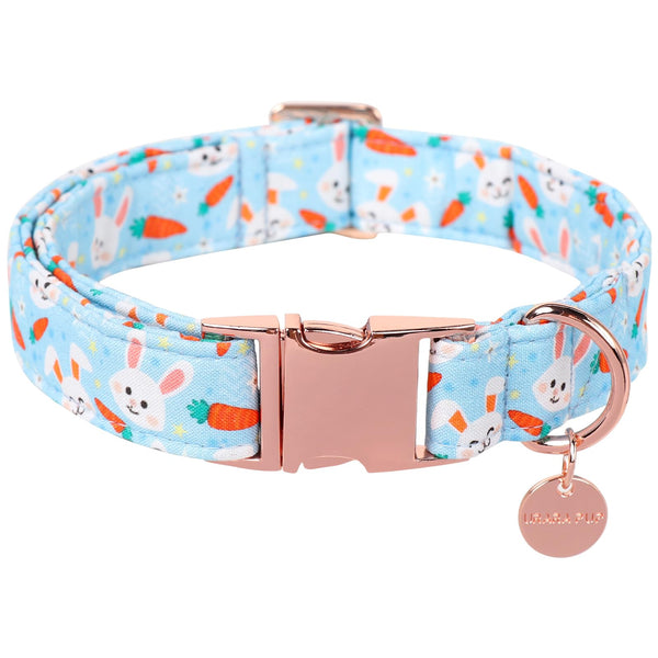 Easter Dog Collar, Cotton Easter Bunny Collar for Puppy Girl Boy Dog or Cat, Easter Day Gift Rabbit Carrot Dog Collar, Cute Carrot Pet Dog Collar with Metal Buckle