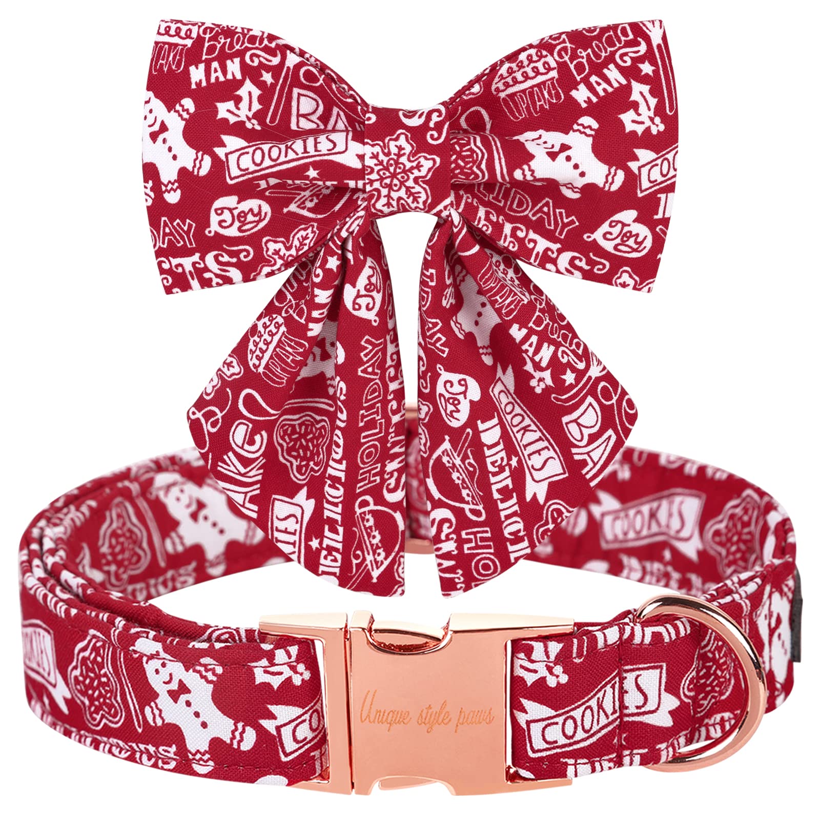 Gingerbread & Snowman Winter Puppy Collar with Sailor Bow