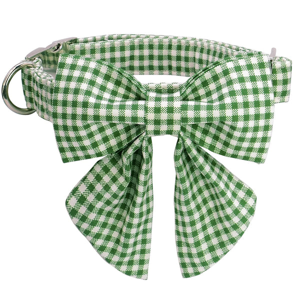 Green Dog Collar with Sailor Bow