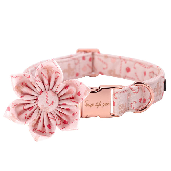 Christmas Dog Collar, Adjustable Dog Collar Flower Pattern Durable Pet Collar With Flower