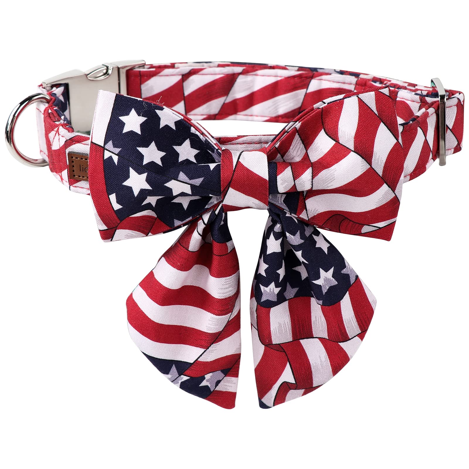 4th of July,Adjustable American Flag Collar with Sailor Bow