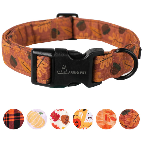 Fall Dog Collar-Cute Orange Dog Collar for Small Dogs, Cotton Lightweight Dog Collars with Quick Release Buckle for Small Medium Large Dogs