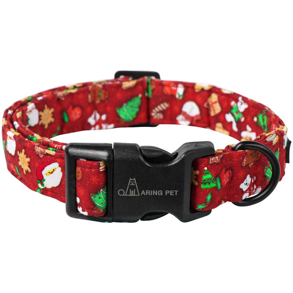 Christmas Dog Collar Cute Small Dog Collars, Adjustable Cotton Red Christmas Dog Collars Puppy Collar for Small Medium Large Boy and Girl Dogs