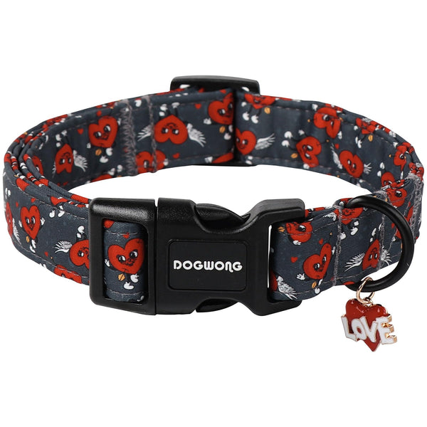 Valentine's Day Dog Collar, Cute Heart Dog Collars, Adjustable Valentine Red Heart Pet Collars Design Dog Collar with Quick Release Buckle for Puppy Girl Boy Female Dogs