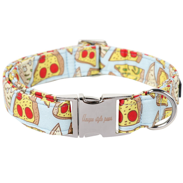 Dog Collar Metal Buckle Pizza Collar Gift Durable Cute Collar for Small Medium Large Boys Girls Dogs
