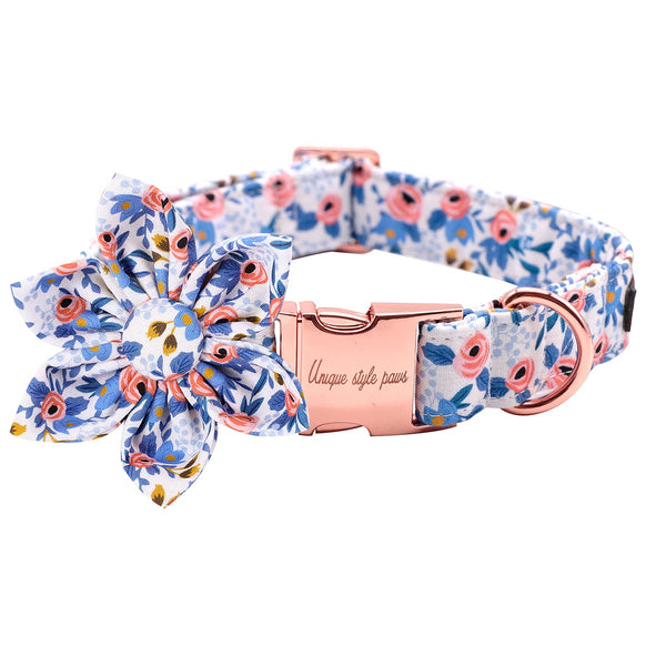 Rose Adjustable Girl Dog Collar with Flower
