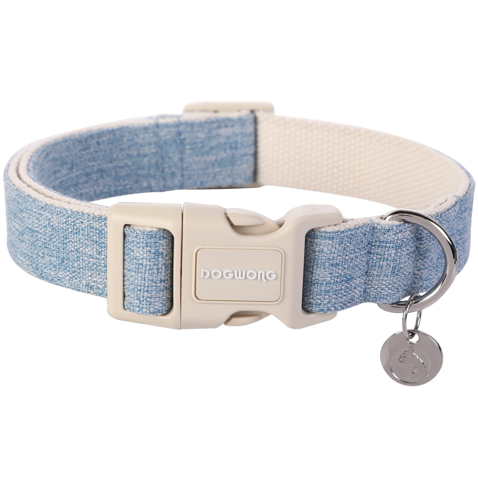 Cotton Hemp Dog Collar, Heavy-Duty Dog Collar Adjustable Soft Natural Fabric Pet Dog Collar Cute Wedding Puppy Necklace for Small Medium Large Dog