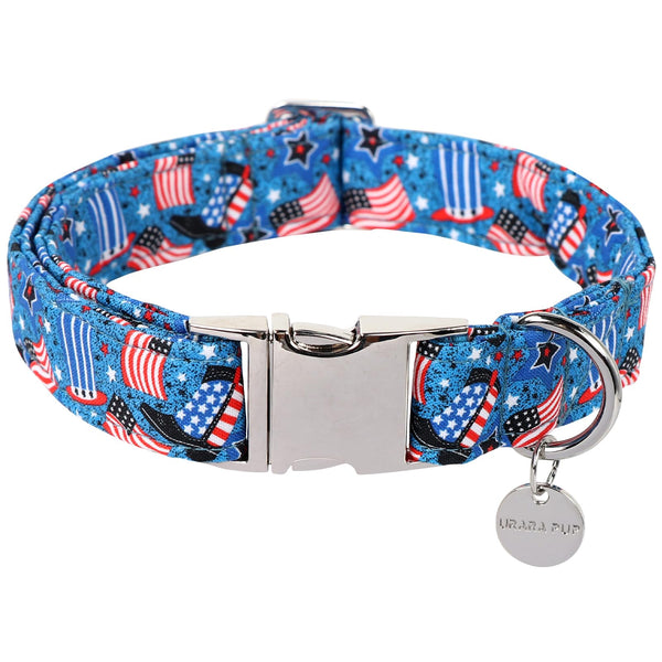 Patriotic Dog Collar, 4th of July Dog Collar, American Flag Collar for Puppy Boy Girl Dog or Cat, Comfortable Summer Collar with Metal Buckle