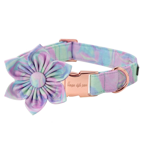 Adjustable Dog Collar Flower Pattern, Durable Pet Collar With Flower
