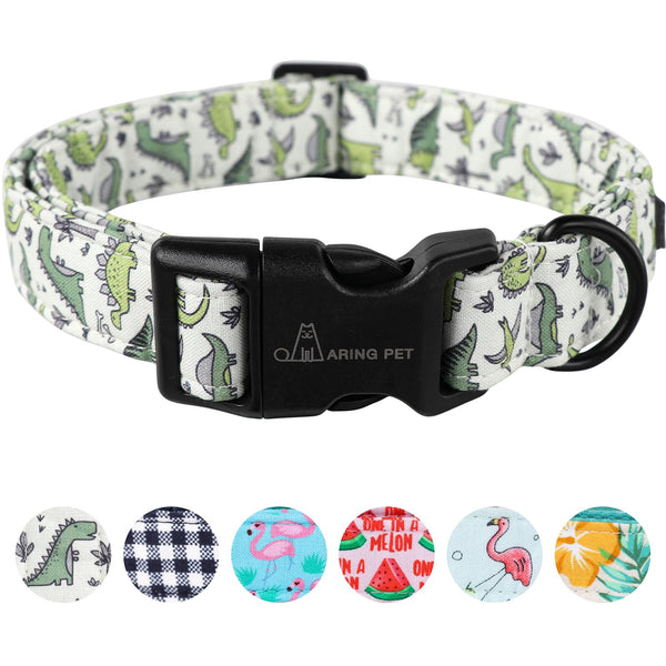 Dinosaur Dog Collar-Cute Dog Collar for Small Dogs, Adjustable Comfortable Cotton Boy Dog Collars for Small Medium Large Dogs