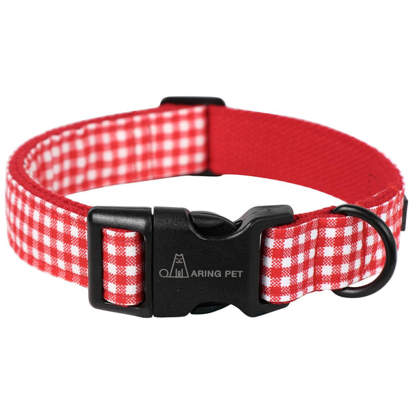Valentine's Day Dog Collar-Cute Cotton Heart Dog Collars, Adjustable Valentine Plaid Pet Collars Girl Puppy Collar with Quick Release Buckle