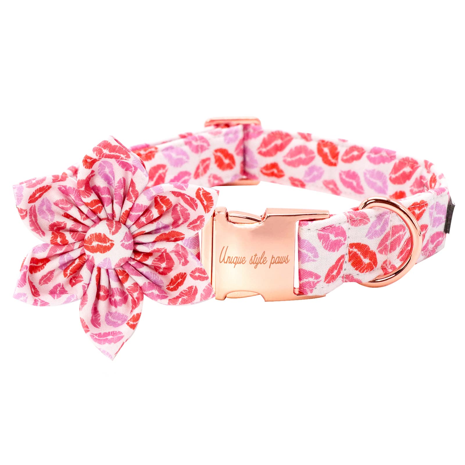 Valentine's Day Adjustable Dog Collar Flower Pattern