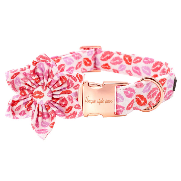 Valentine's Day Adjustable Dog Collar Flower Pattern