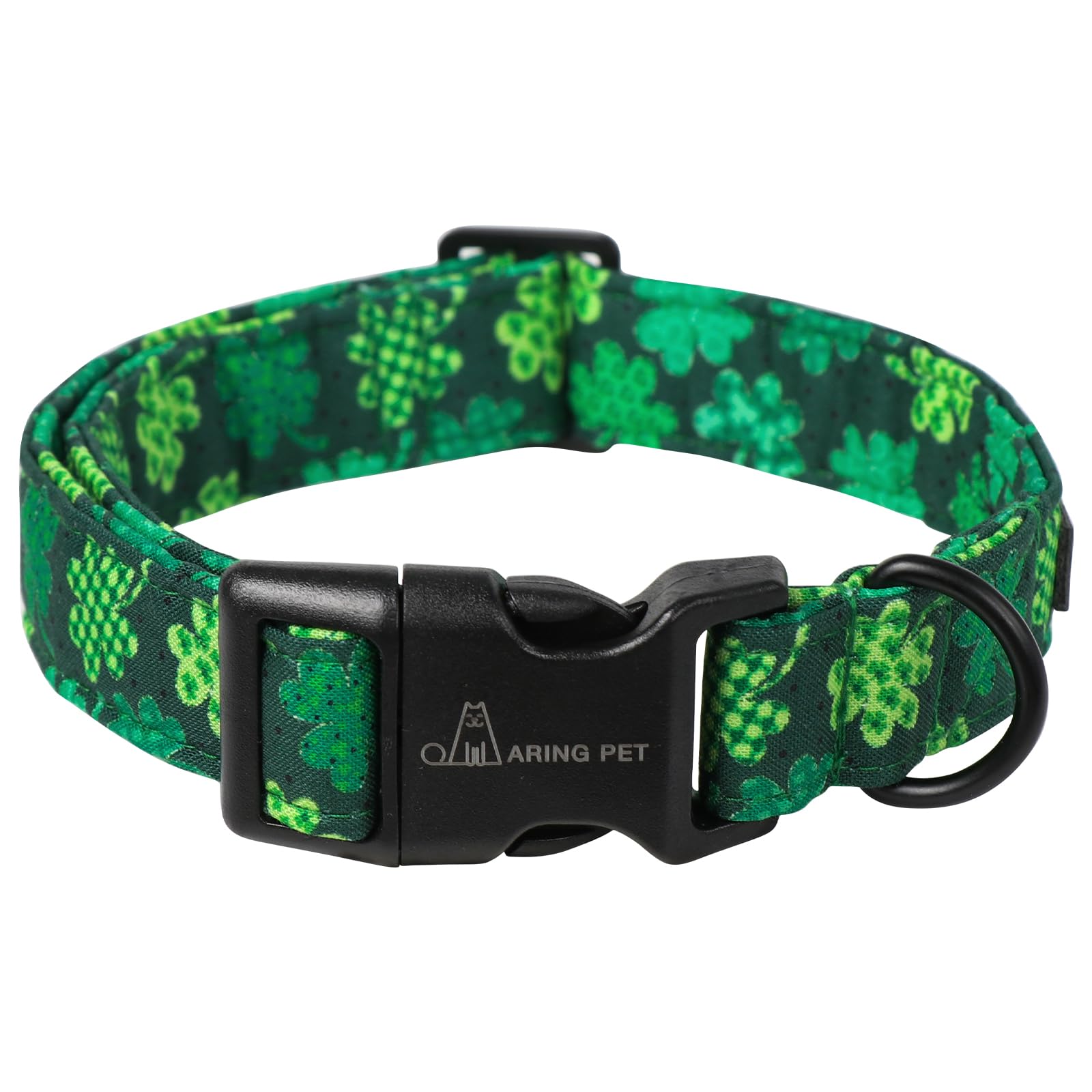 St Patrick's Day Dog Collar-Cute Clovers Dog Collar, Adjustable Cotton Shamrock Pet Collar Trefoil Puppy Collars with Quick Release Buckle