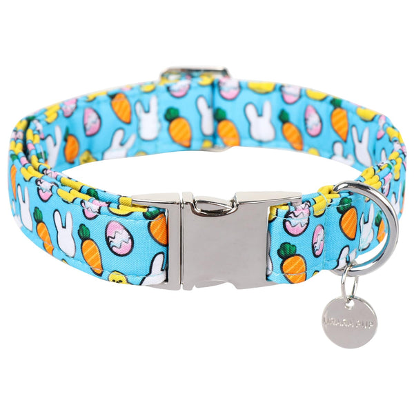Easter Dog Collar, Cotton Easter Egg Collar for Puppy Girl Boy Dog or Cat, Easter Day Gift Rabbit Dog Collar, Cute Carrot Pet Dog Collar with Metal Buckle