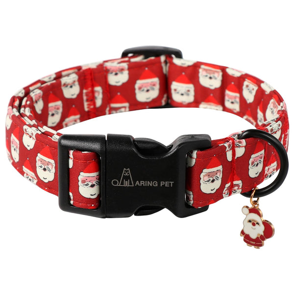 Christmas Dog Collar-Cute Red Santa Claus Dog Collars, Adjustable Christmas Pet Collars Puppy Collar with Quick Release Buckle for Girl&Boy Dogs