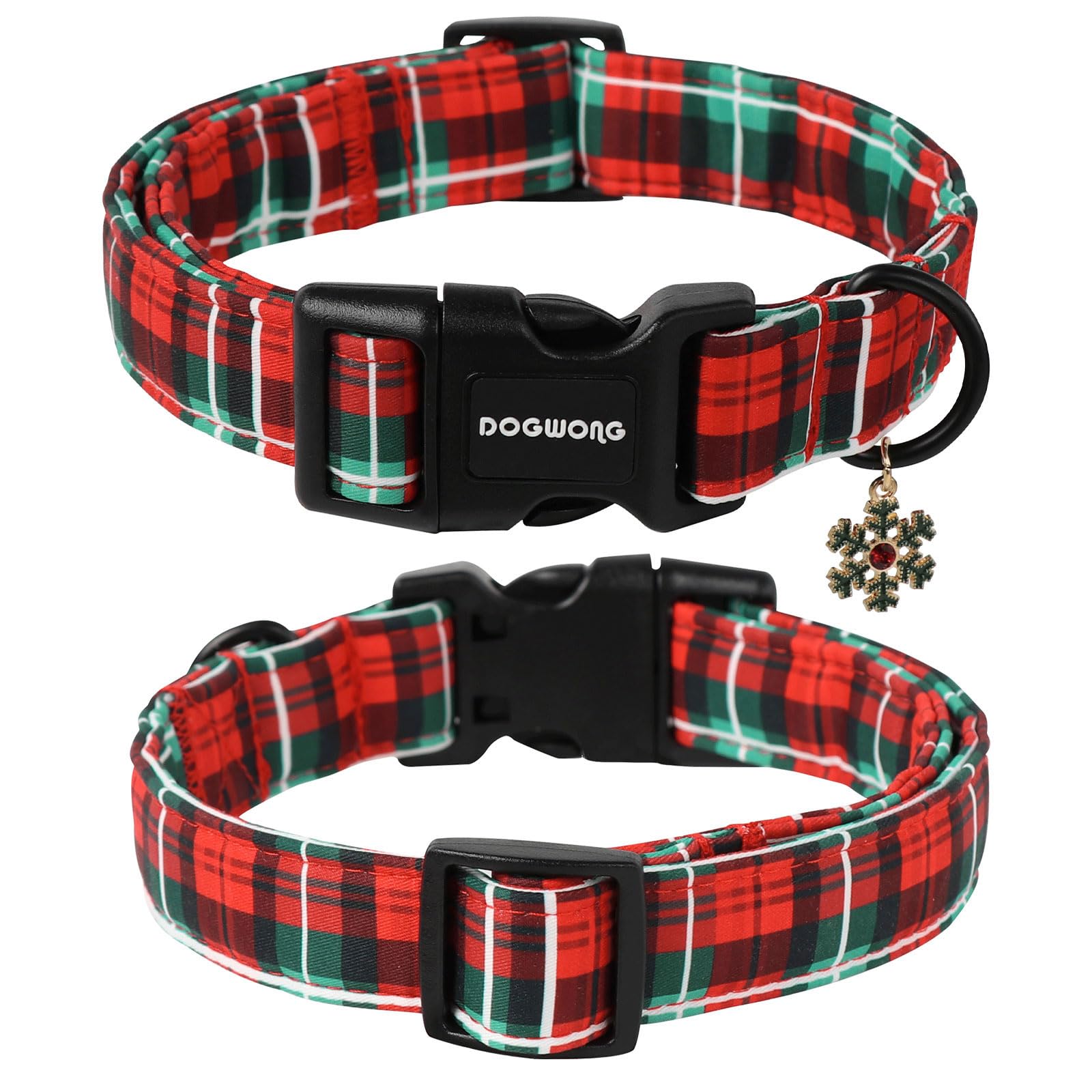 Christmas Plaid Dog Collar- Cute Red Christmas Checked Dog Collars Adjustable Designer Christmas Grid Dog Collar for Small Medium Large Dogs