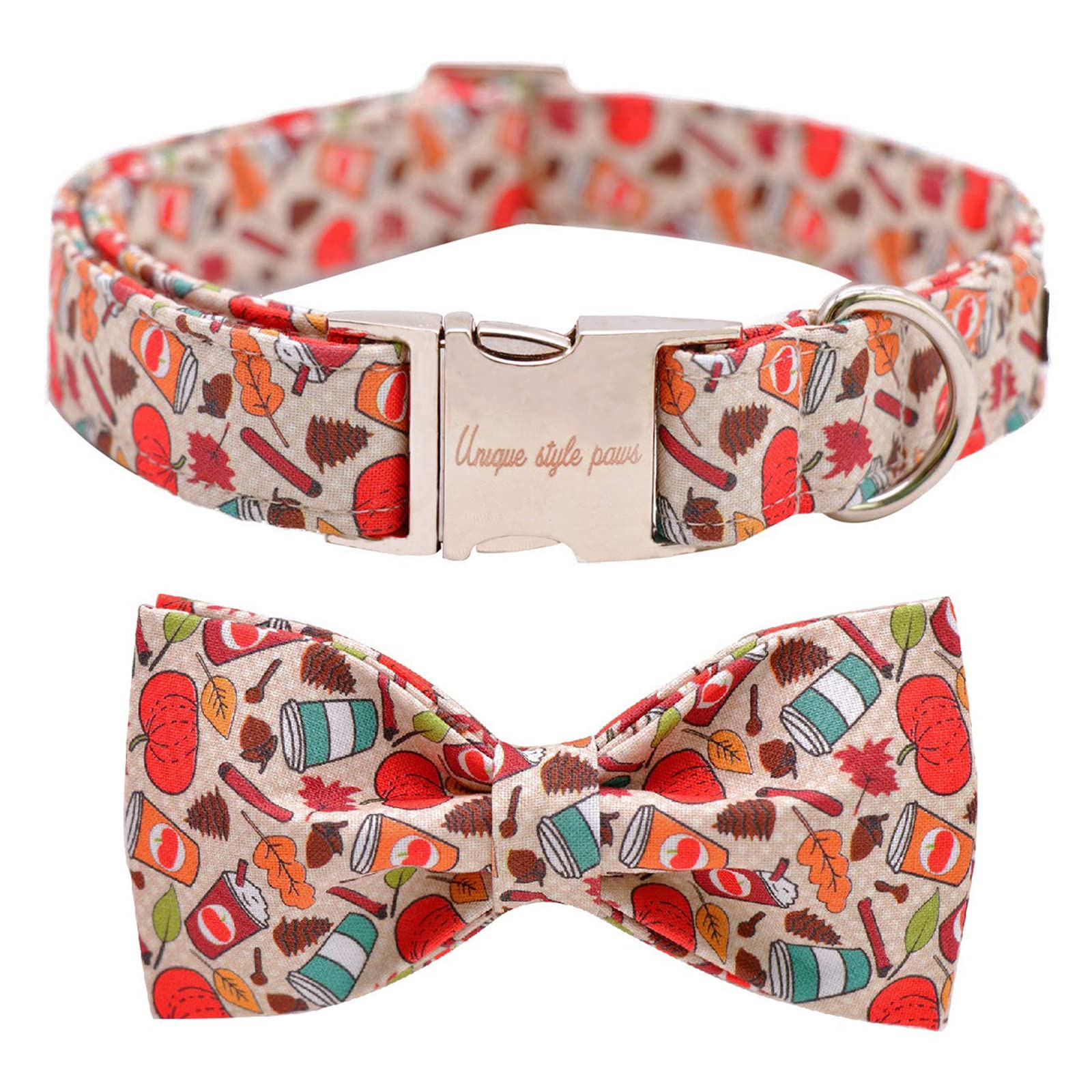 Fall Dog Collar with Bowtie Adjustable Collars for Collar