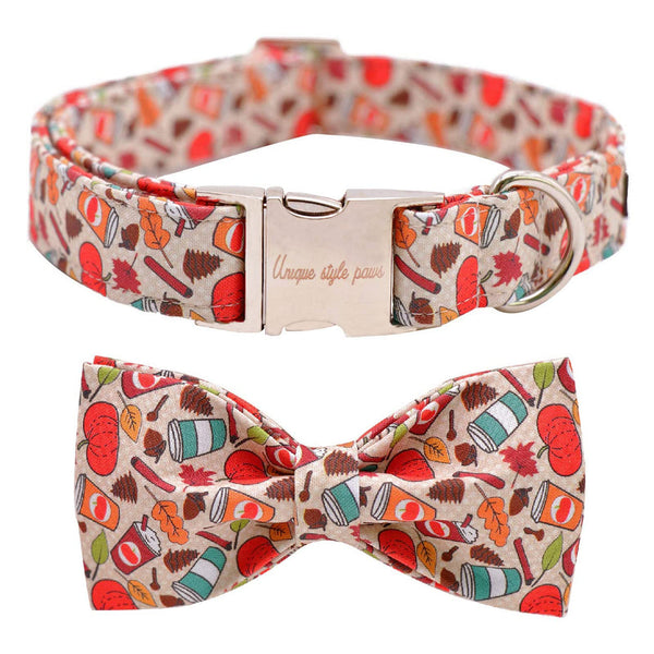 Fall Dog Collar with Bowtie Adjustable Collars for Collar