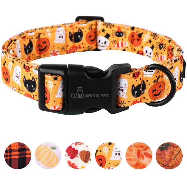 Halloween Dog Collar-Cute Pumpkin Dog Collar for Small Dogs, Adjustable Halloween Ghost Dog Collars for Small Medium Large Female and Male Dogs
