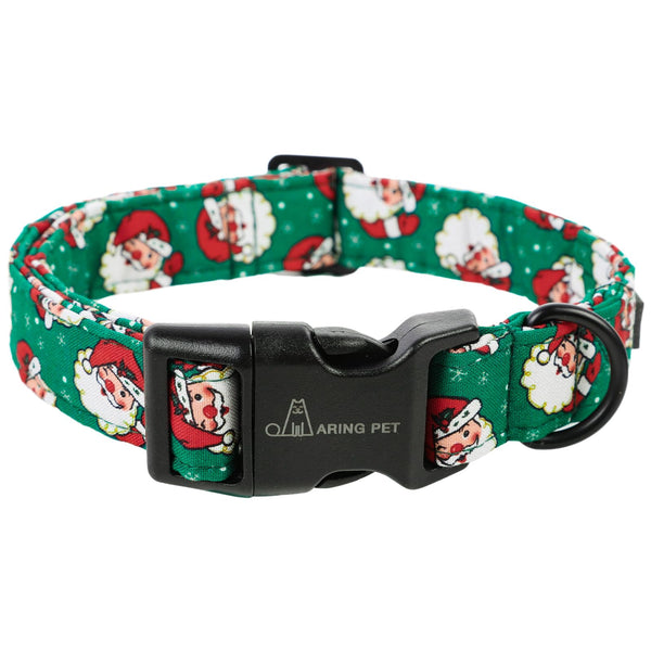 Christmas Dog Collar-Cute Cotton Santa Claus Dog Collar, Adjustable Lightweight Christmas Pet Collars Puppy Collar with Quick Release Buckle