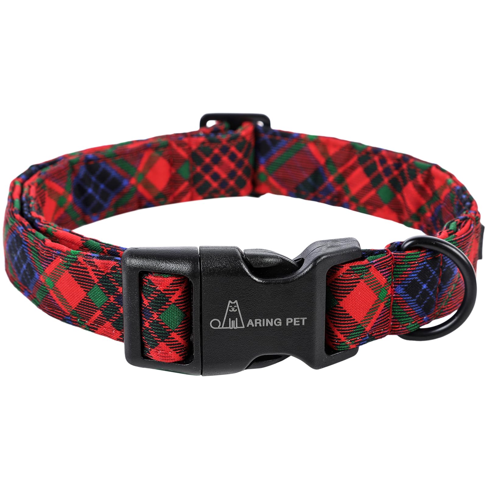 Christmas Dog Collar-Cotton Lightweight Dog Collars, Adjustable Christmas Plaid Pet Collars Puppy Collar with Quick Release Buckle