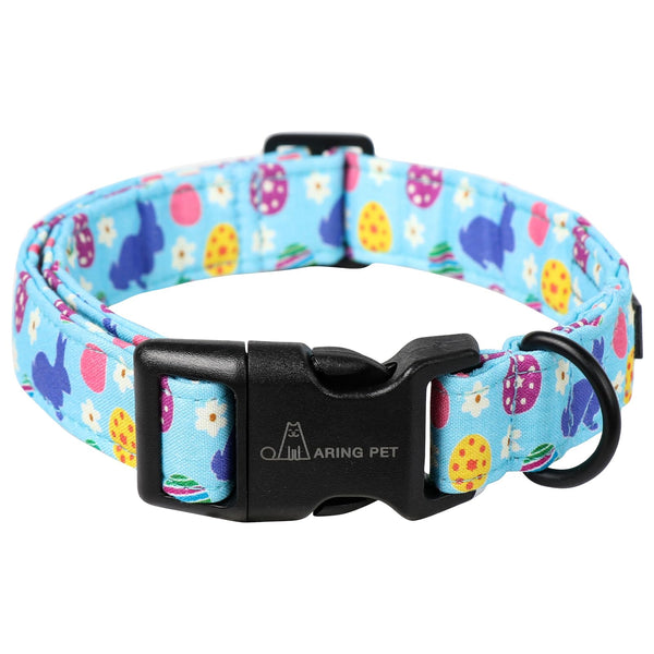 St Patrick's Day Dog Collar-Cute Clovers Dog Collar, Adjustable Cotton Shamrock Pet Collar Trefoil Puppy Collars with Quick Release Buckle