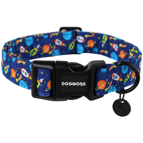 Blue Cotton Dog Collar, Heavy-Duty Dog Collar Durable Soft Boy Pet Dog Collar Cute Colorful Puppy Necklace for Small Medium Large Dog