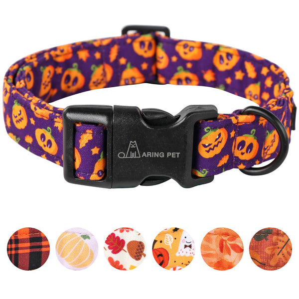 Halloween Dog Collar Cute Purple Pumpkin Dog Collar for Small Dogs, Adjustable Halloween Pet Collars Puppy Collars for Small Medium Large Dogs