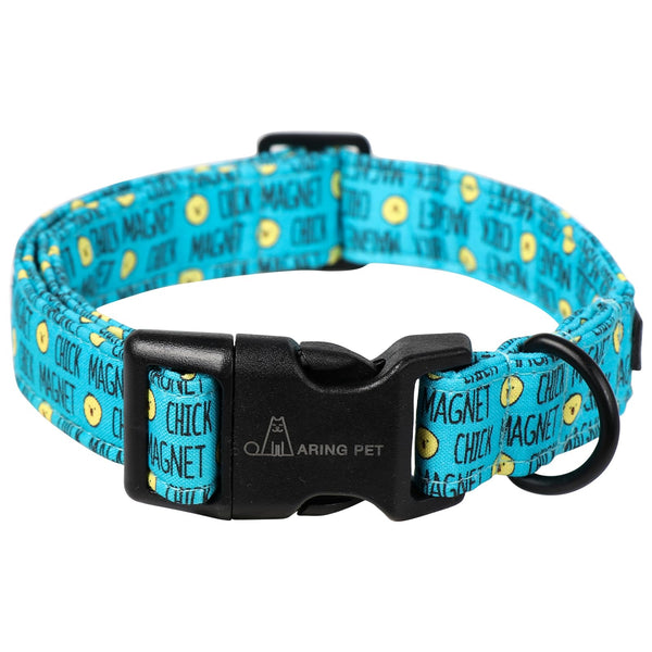 St Patrick's Day Dog Collar-Cute Clovers Dog Collar, Adjustable Cotton Shamrock Pet Collar Trefoil Puppy Collars with Quick Release Buckle