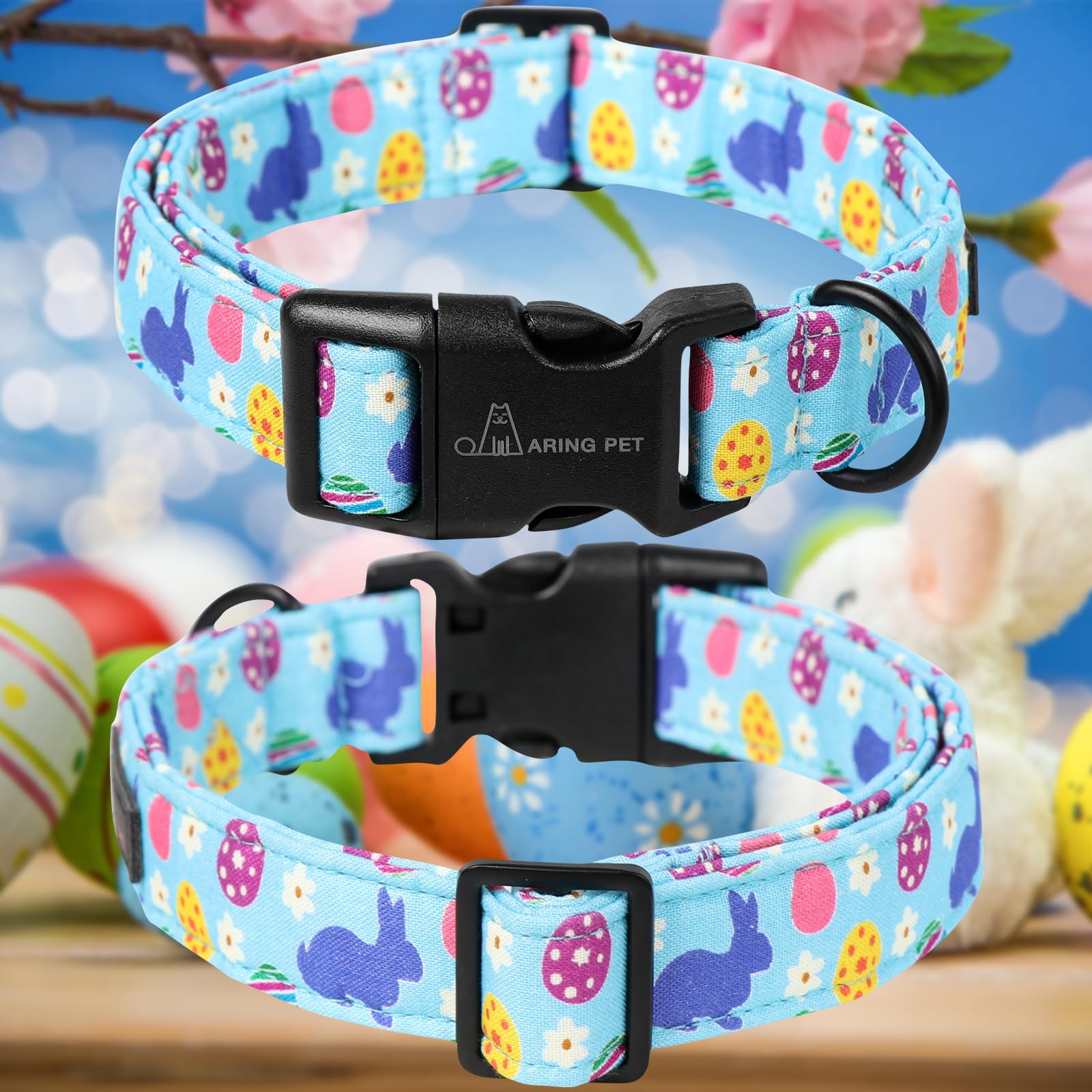 St Patrick's Day Dog Collar-Cute Clovers Dog Collar, Adjustable Cotton Shamrock Pet Collar Trefoil Puppy Collars with Quick Release Buckle
