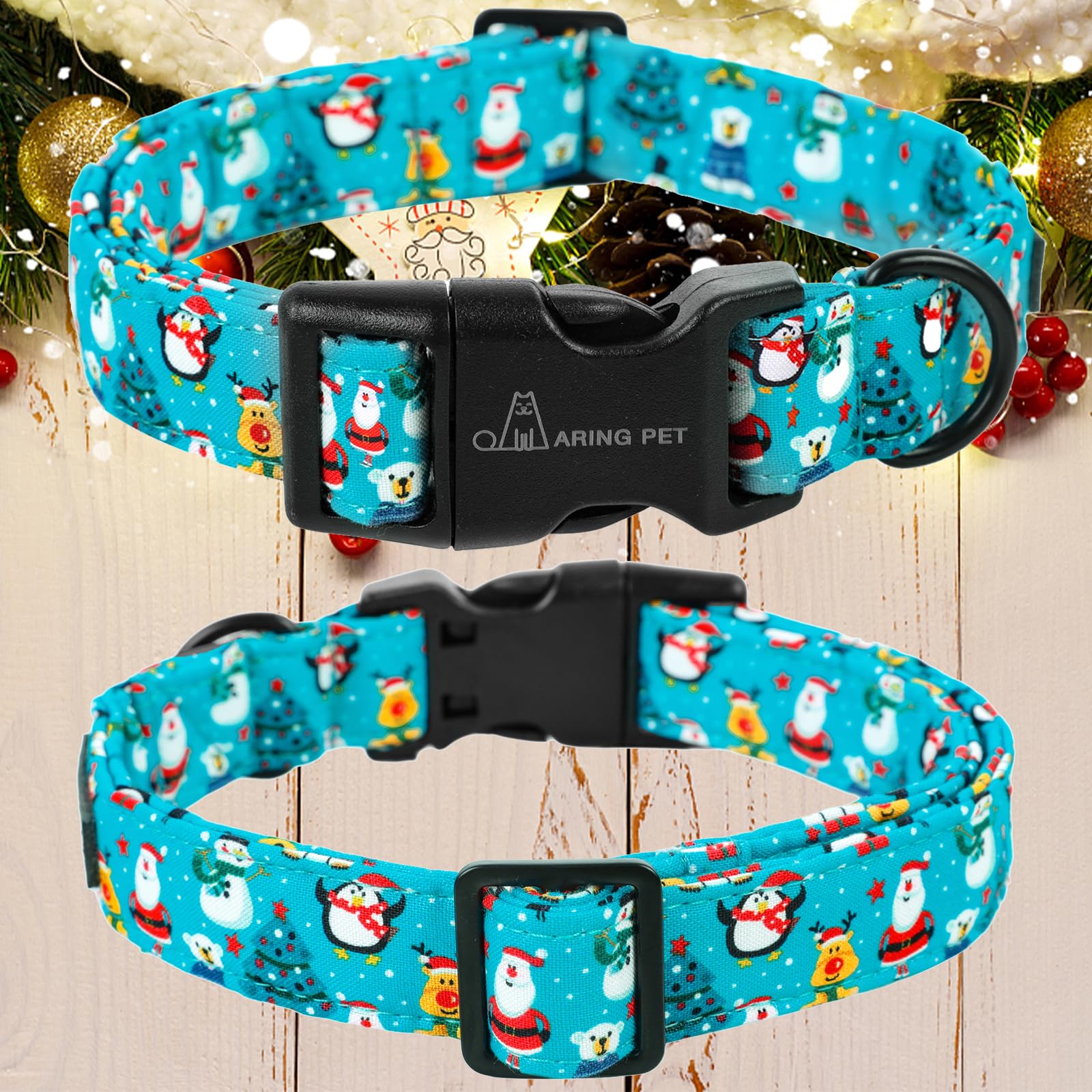 Christmas Dog Collar-Cute Cotton Lightweight Dog Collars, Adjustable Christmas Party Pet Collars Puppy Collar with Quick Release Buckle