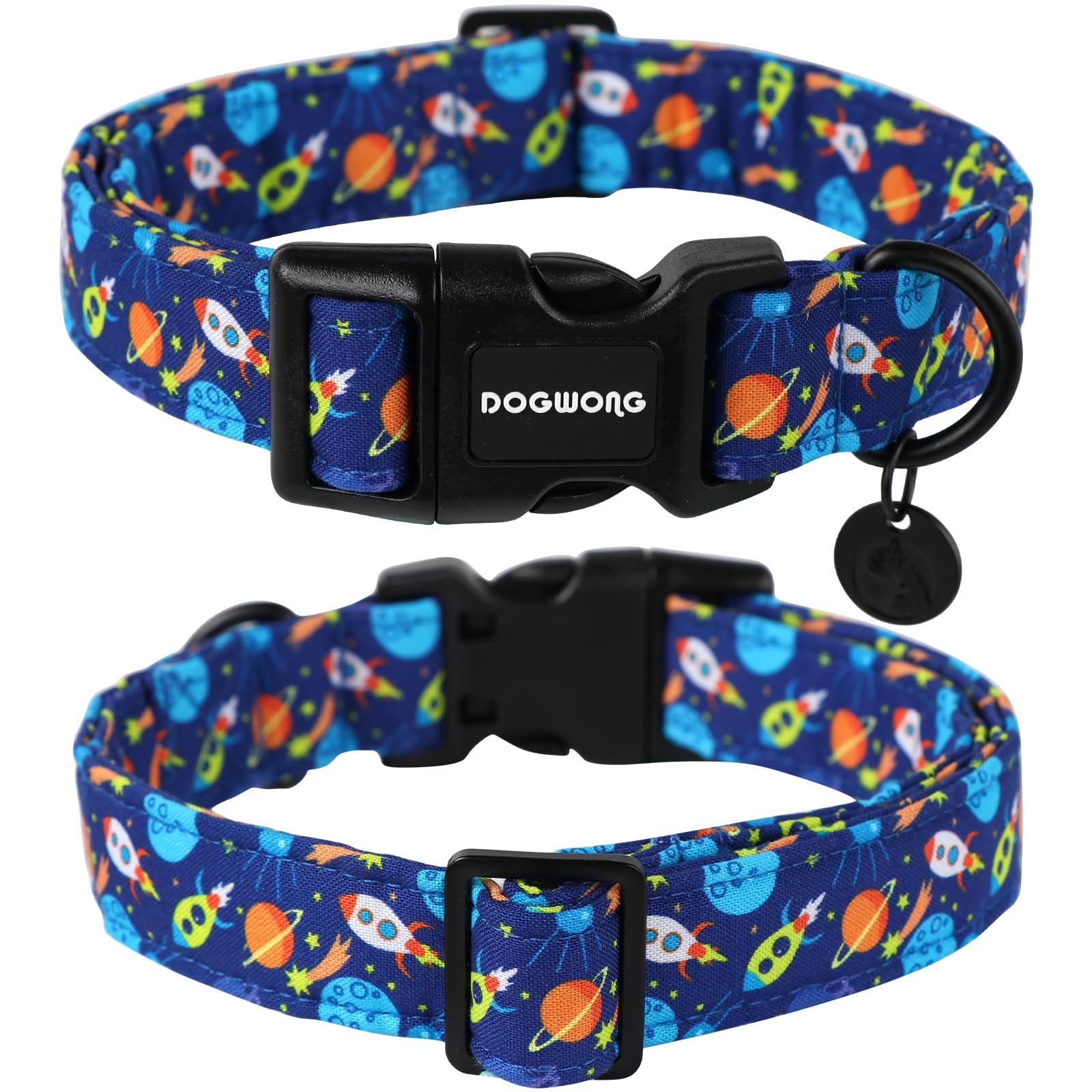 Blue Cotton Dog Collar, Heavy-Duty Dog Collar Durable Soft Boy Pet Dog Collar Cute Colorful Puppy Necklace for Small Medium Large Dog