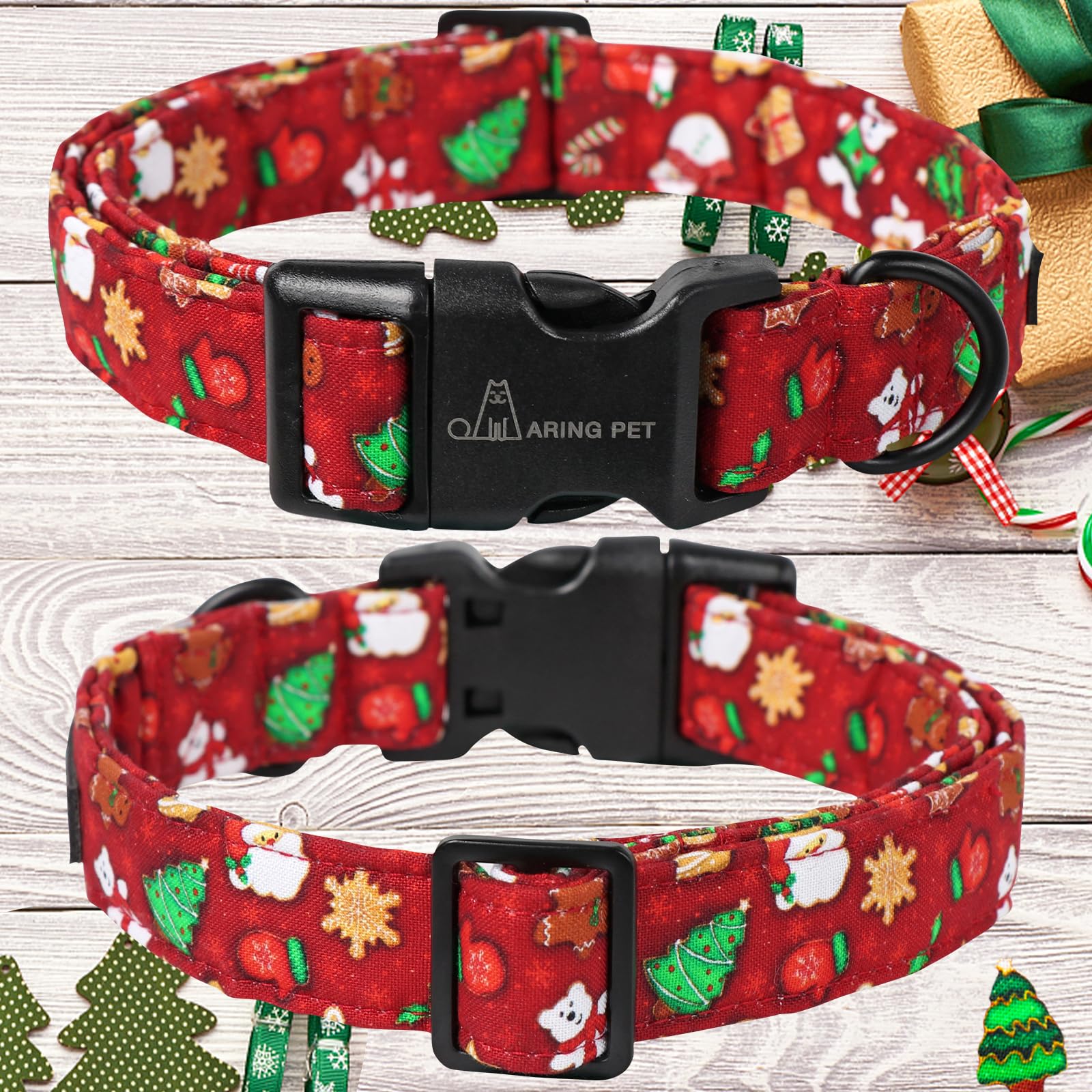Christmas Dog Collar Cute Small Dog Collars, Adjustable Cotton Red Christmas Dog Collars Puppy Collar for Small Medium Large Boy and Girl Dogs