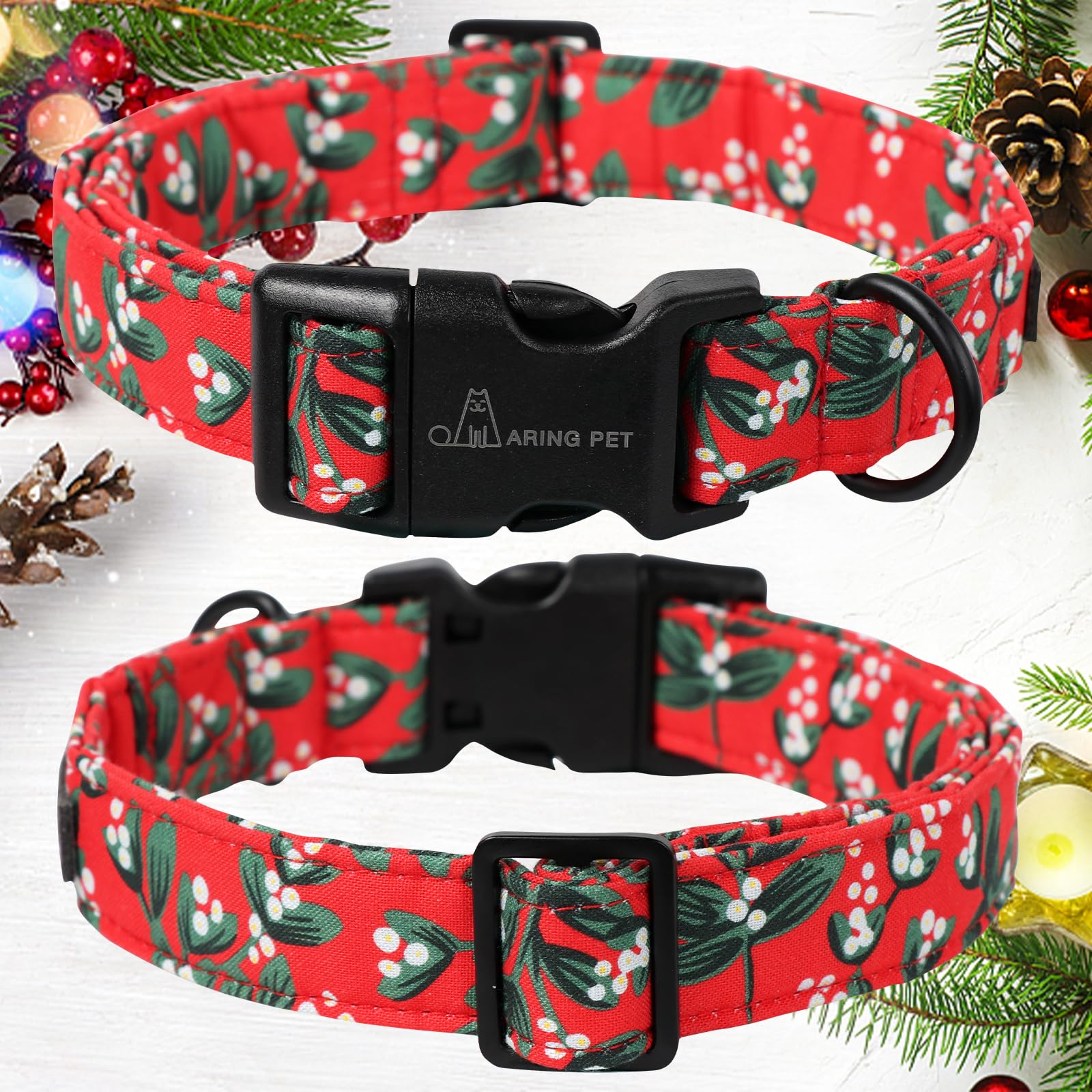 Christmas Dog Collar Cute Red Dog Collar, Adjustable Cotton Christmas Small Dog Collars Puppy Collar for Small Medium Large Dogs