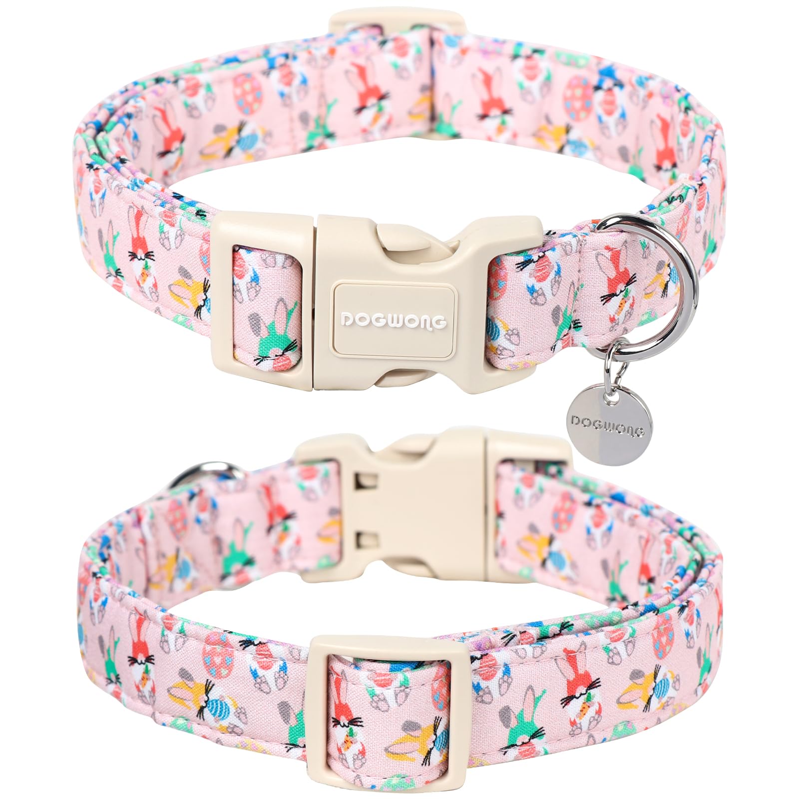 Easter Rabbit Dog Collar, Colorful Egg Dog Collar Soft Durable Adjustable Comfortable Cute Easter Puppy Collar for Small Medium Large Dog