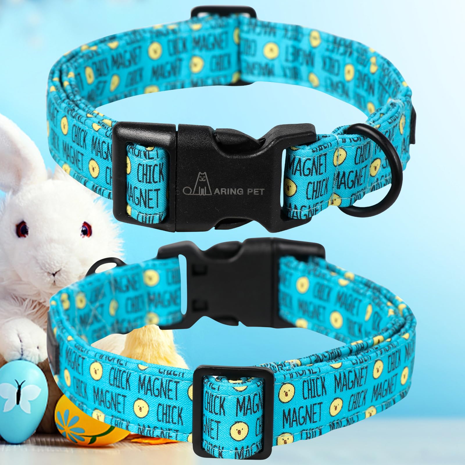 St Patrick's Day Dog Collar-Cute Clovers Dog Collar, Adjustable Cotton Shamrock Pet Collar Trefoil Puppy Collars with Quick Release Buckle