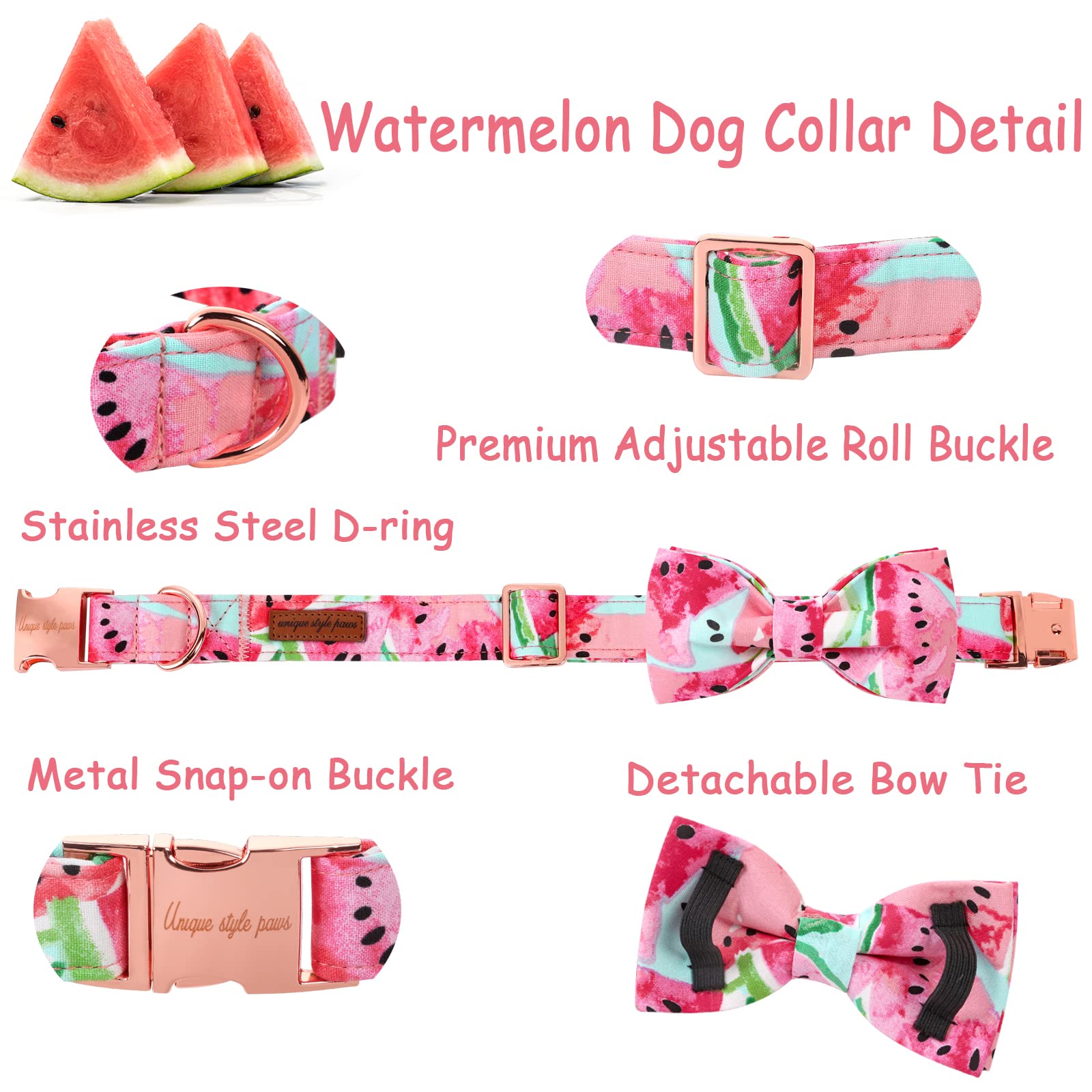 Watermelon Collar Adjustable Summer Collar With Bowtie