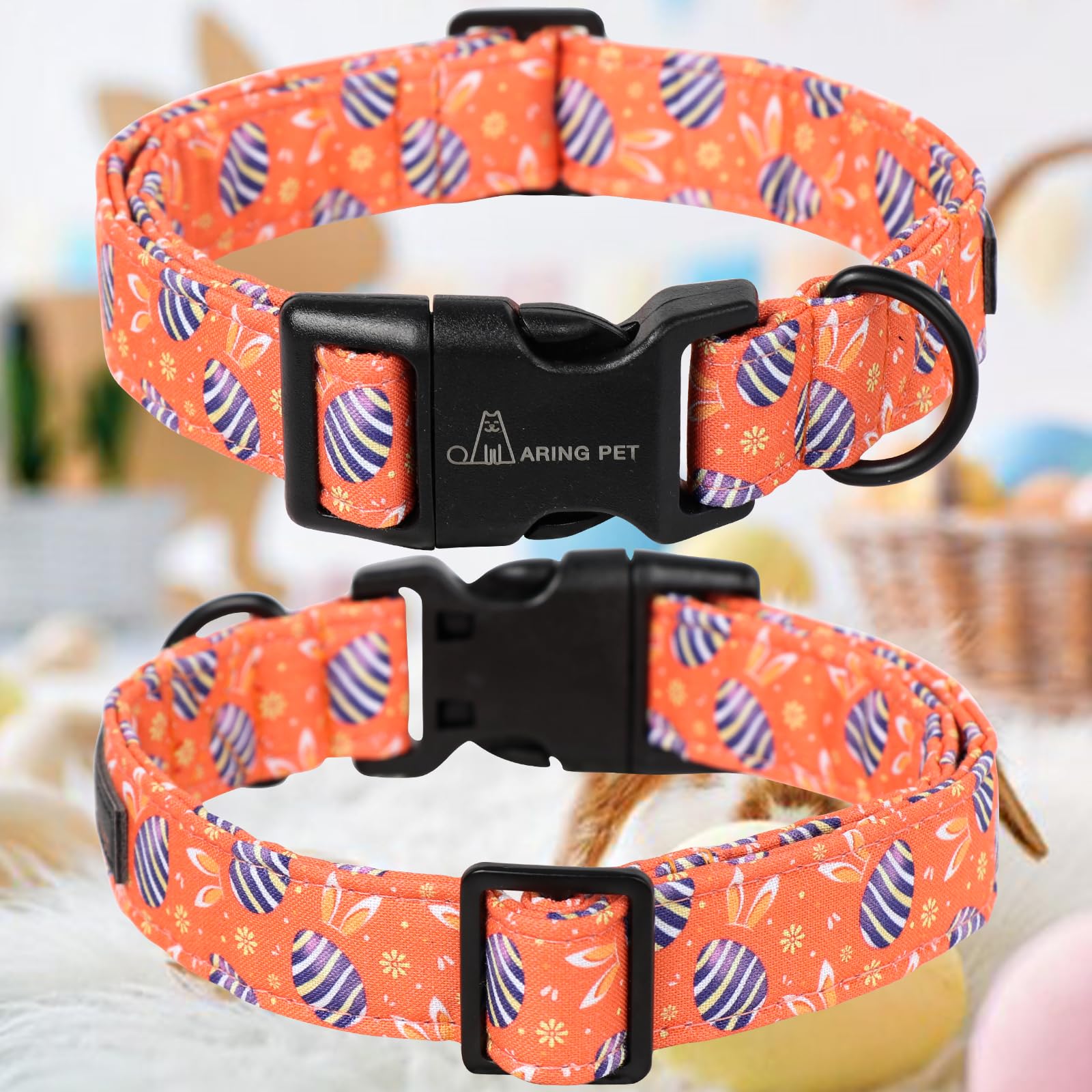 Easter Dog Collar-Cute Easter Eggs Dog Collar, Adjustable Cotton Easter Pet Collar Puppy Collars with Quick Release Buckle