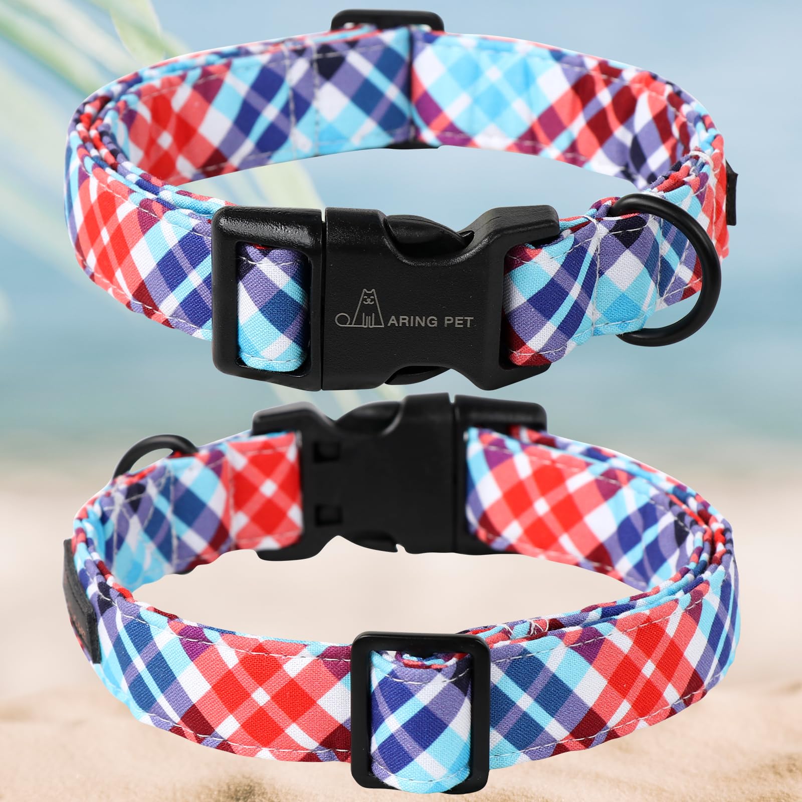 Plaid Dog Collar-Cute Dog Collar for Small Dogs, Adjustable Cotton Pet Collars Puppy Collar for Small Medium Large Boy and Girl Dogs
