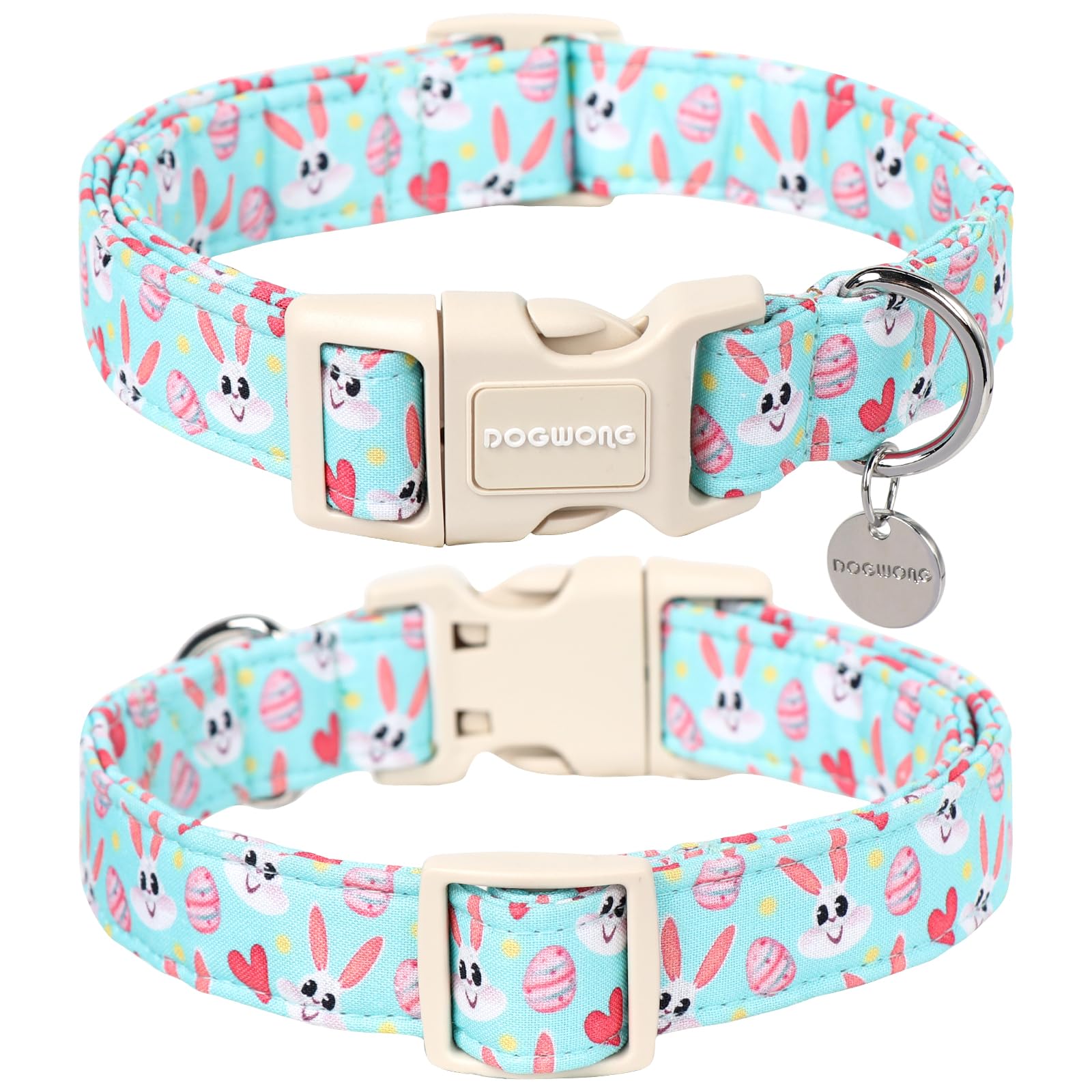 Easter Dog Collar, Blue Bunny Egg Dog Collar Soft Durable Adjustable Costume Cute Rabbit Easter Puppy Collar for Small Medium Large Dog