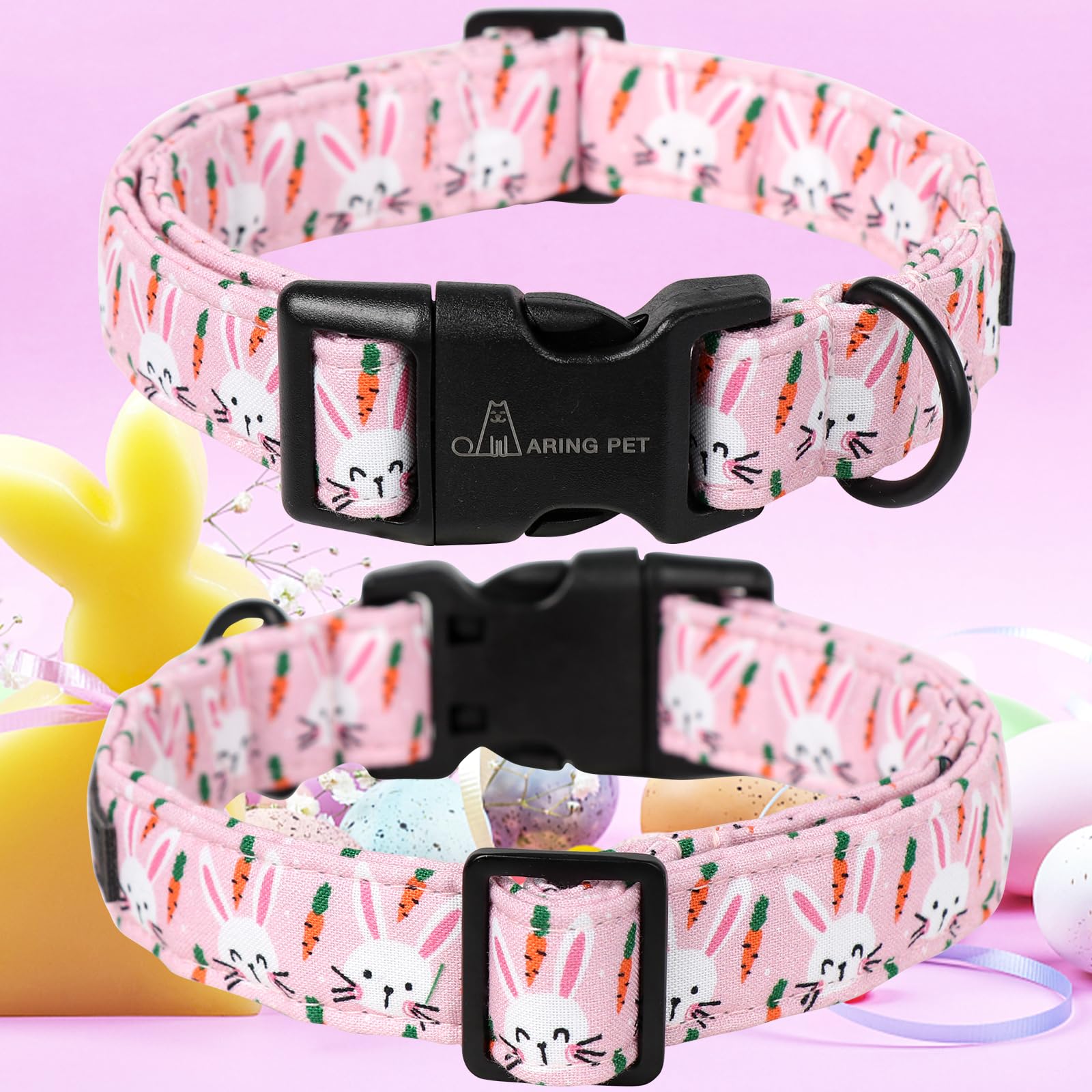St Patrick's Day Dog Collar-Cute Clovers Dog Collar, Adjustable Cotton Shamrock Pet Collar Trefoil Puppy Collars with Quick Release Buckle