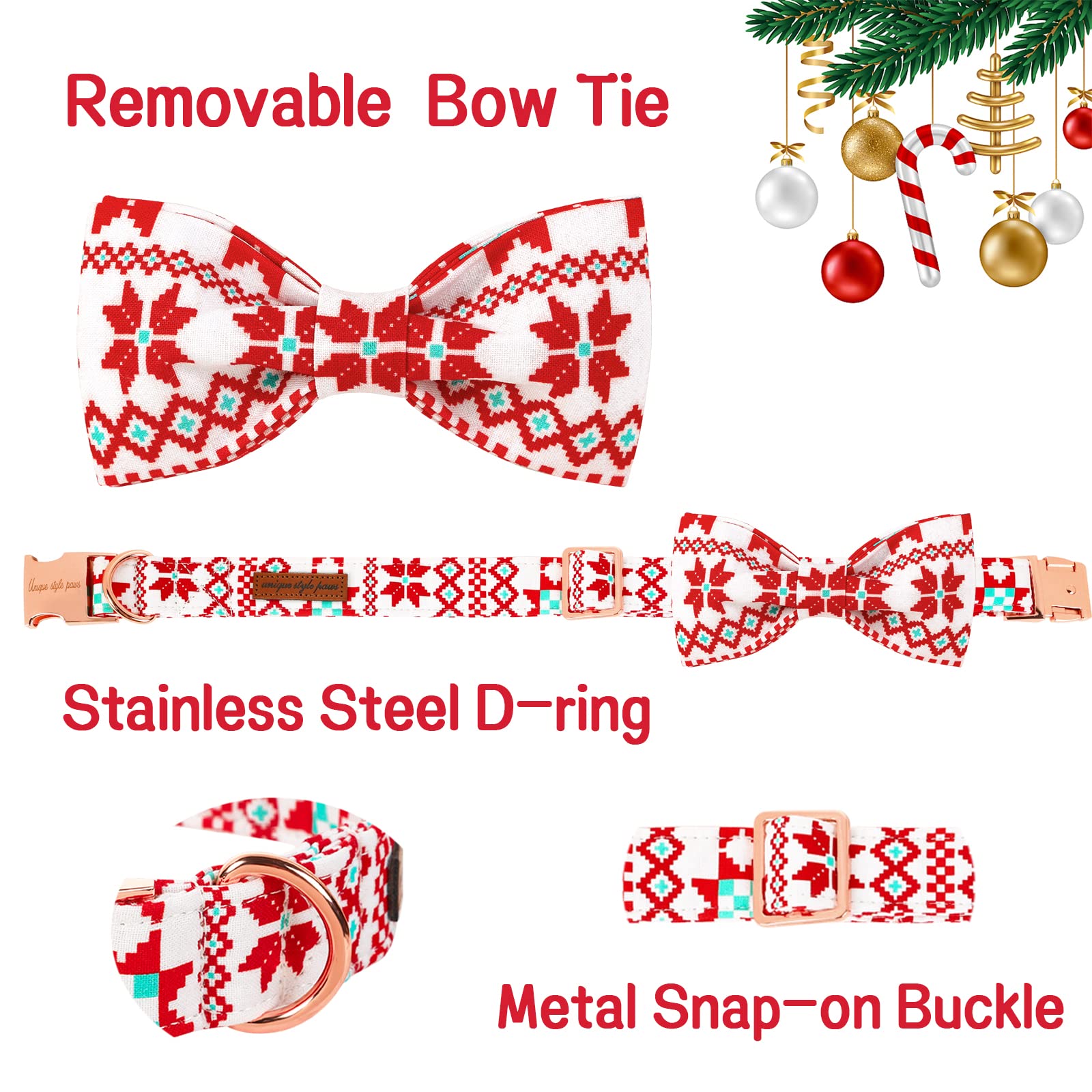 Christmas Dog Collar with Bowtie