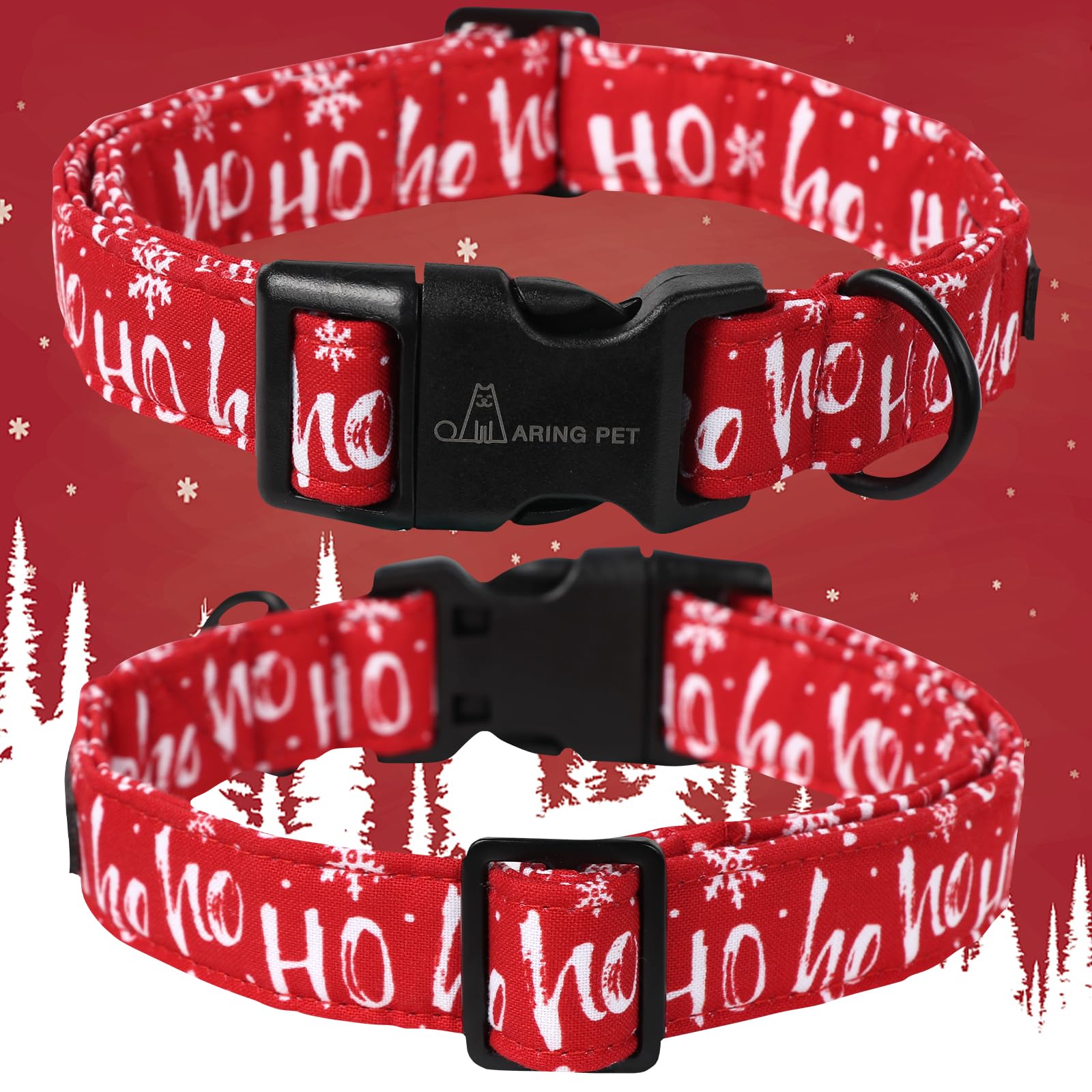 Christmas Dog Collar Cute Red Snowflakes Dog Collar, Adjustable Cotton Christmas Dog Collars Puppy Collar for Small Medium Large Dogs
