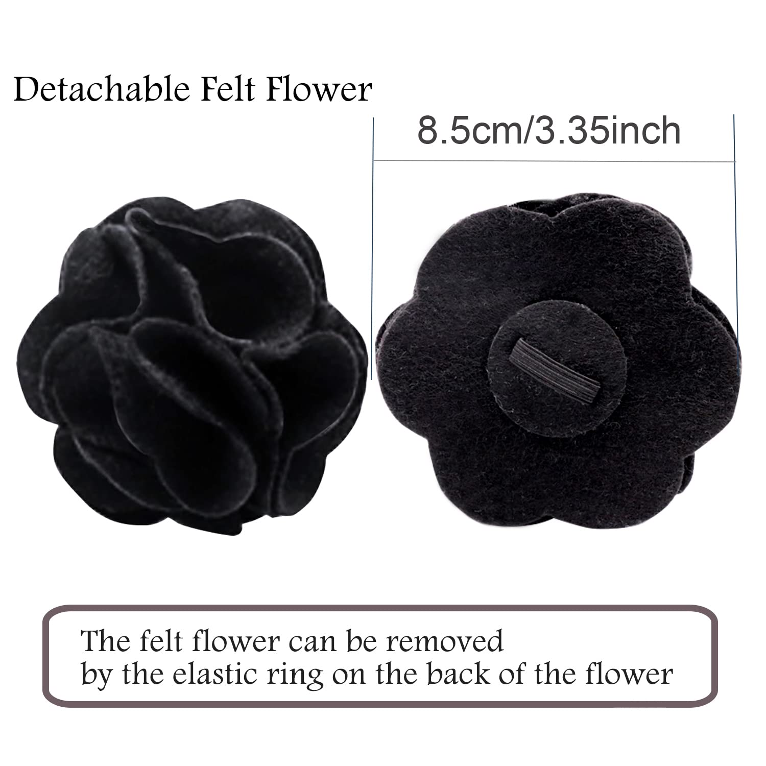 Velvet Dog Collar, Adorable Black Dog Collars with Detachable Felt Flower, Adjustable Soft Velvet Dogs Collar Flower with Metal Buckle for Small Medium Large Dogs