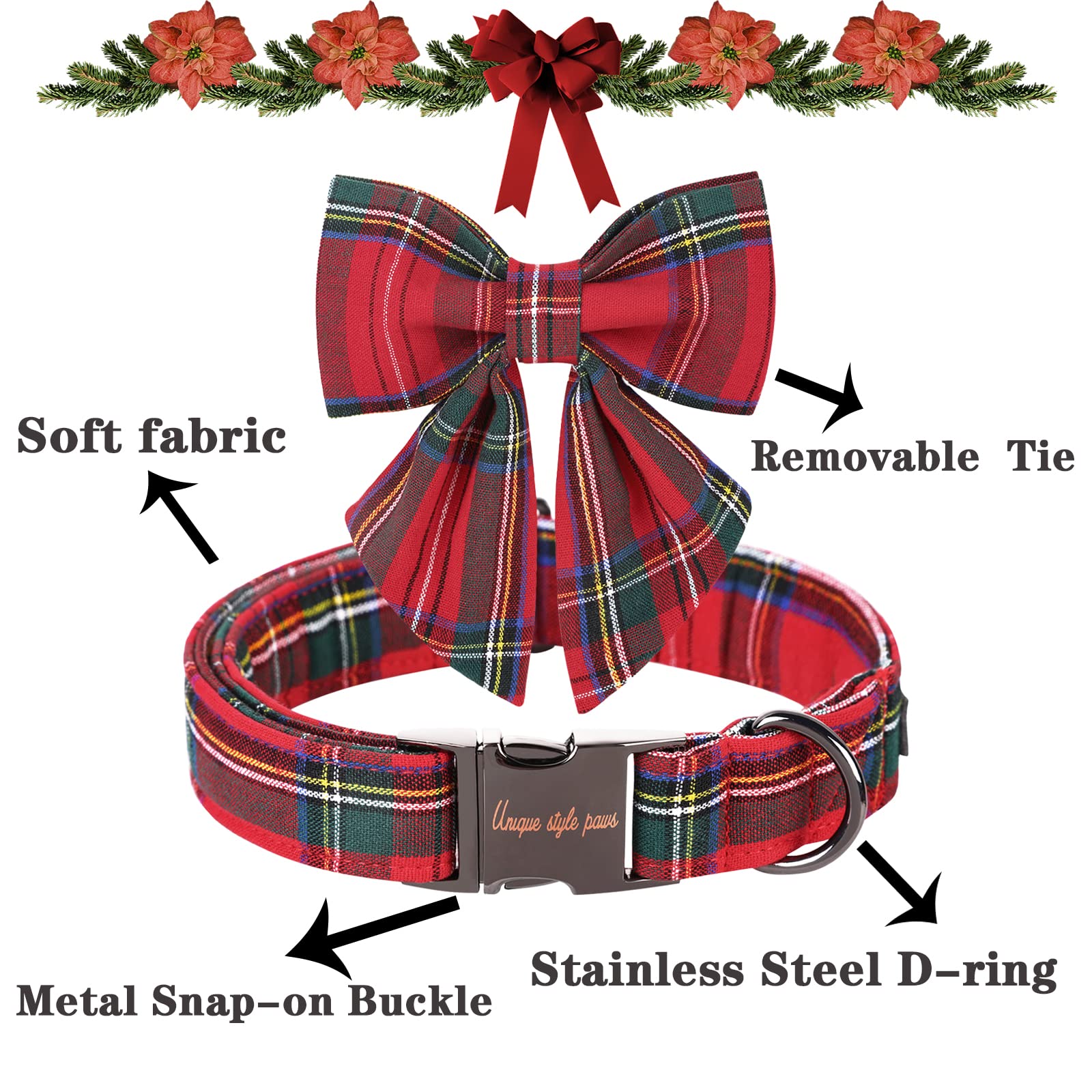 Red Plaid Puppy Collar with Sailor Bow