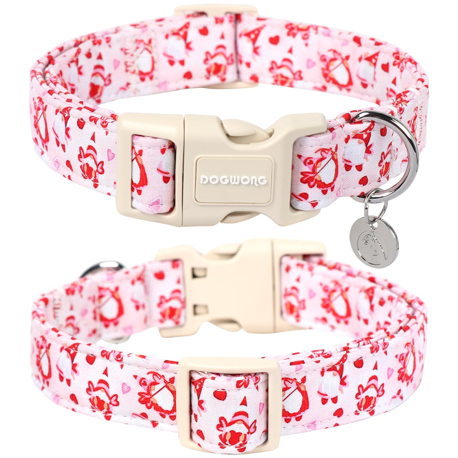Valentine's Day Dog Collar, Adjustable Durable Pink Heart Dog Collar Cute Dog Collar for Small Medium Large Dogs